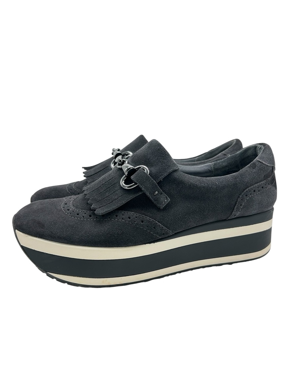 Dolce Vita Jhax Platform Sneaker Loafers Size 9 Light Black Suede Kiltie Fringe